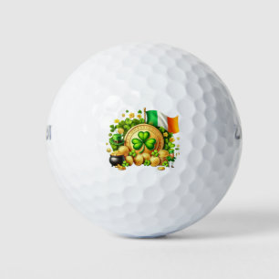 St. Patrick's Day Irish Flag and Shamrock Golf Balls