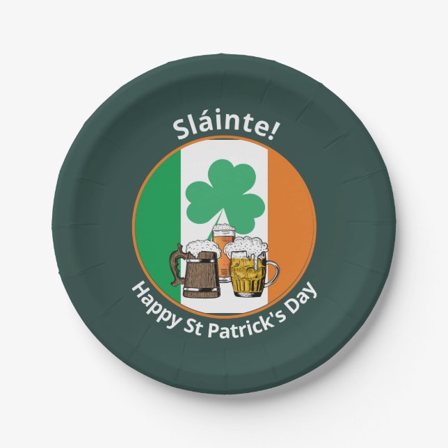 St Patricks Day Irish Flag Paper Plate (Front)