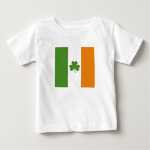 St Patrick's Day Irish Flag with Shamrock Clover Baby T-Shirt
