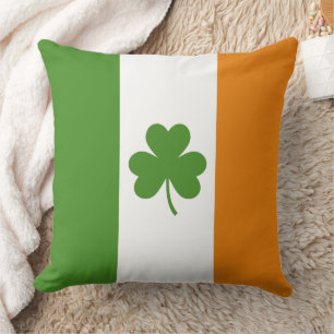 St Patrick's Day Irish Flag with Shamrock Clover Cushion