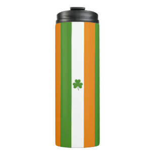St Patrick's Day Irish Flag with Shamrock Clover Thermal Tumbler