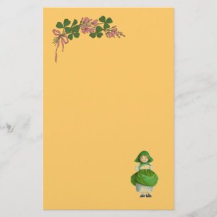 ST PATRICK'S DAY- IRISH GIRL AND SHAMROCKS STATIONERY