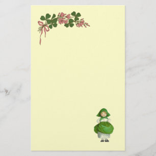 ST PATRICK'S DAY- IRISH GIRL AND SHAMROCKS STATIONERY
