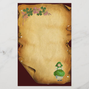 ST PATRICK'S DAY- IRISH GIRL AND SHAMROCKS STATIONERY
