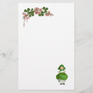 ST PATRICK'S DAY- IRISH GIRL AND SHAMROCKS STATIONERY