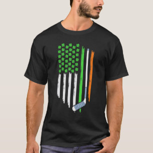 St Patricks Day Irish Golf Retro American Flag Sha T-Shirt