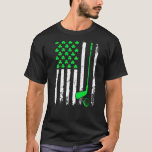 St Patricks Day Irish Golf Retro American Flag Sha T-Shirt