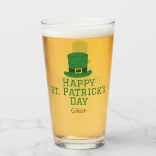 St. Patrick's Day Irish green hat lucky Shamrock Glass