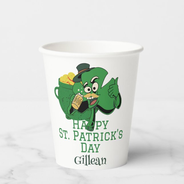 St. Patrick's Day Irish green hat lucky Shamrock Paper Cups (Front)