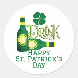 St. Patrick's Day Irish green lucky Shamrock Classic Round Sticker