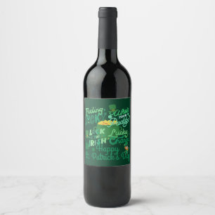 St. Patrick's Day Irish green lucky Shamrock Wine Label