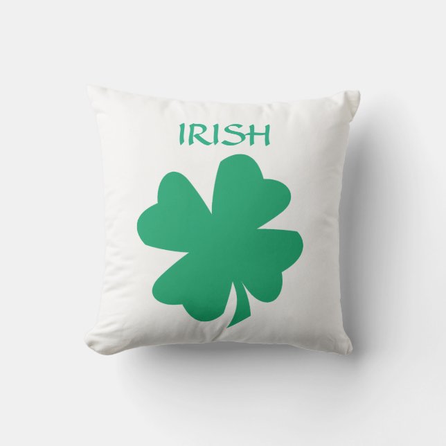 St Patrick's Day Irish Green Shamrock Leaf Gift Cushion (Front)