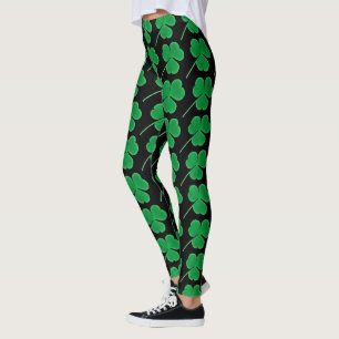 St. Patrick's Day Irish Green Shamrocks Pattern Leggings