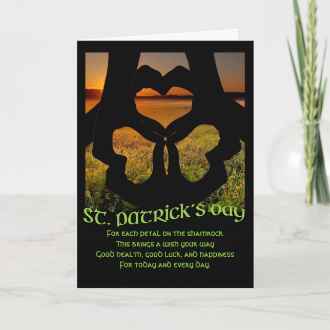 St. Patricks Day Irish Hand Heart Shamrock card (Front)