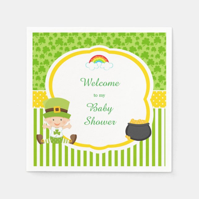 St Patrick's Day Irish Holiday Boy Baby Shower Napkin (Front)