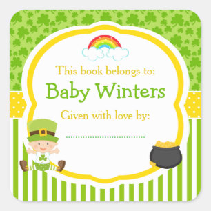 St Patrick's Day Irish Holiday Boy Baby Shower Square Sticker