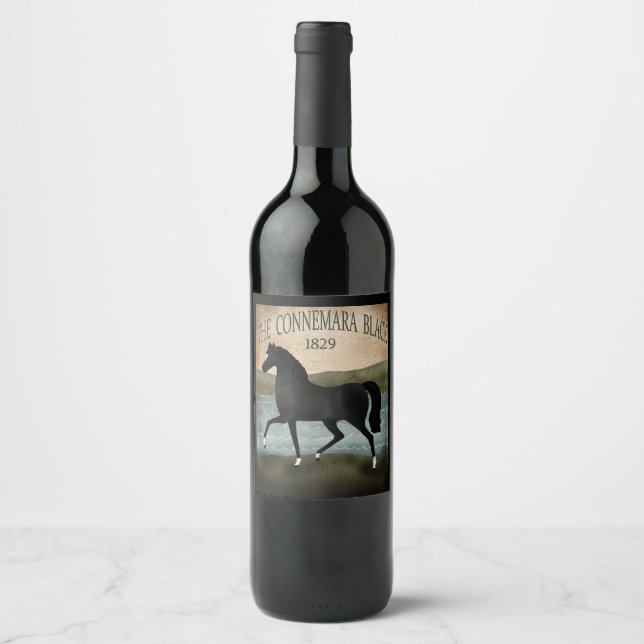 St Patricks Day Irish Horse,  custom Black Irish Wine Label (Front)