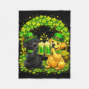 St Patricks Day Irish Labrador Retriever Beer Fleece Blanket
