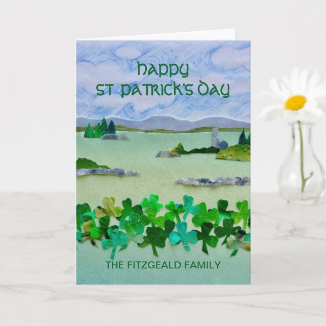 St Patrick's Day Irish Landscape Personalised Card (Small Plant)