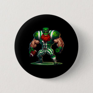 St Patrick's Day Irish Leprechaun Footll Player Sp 6 Cm Round Badge