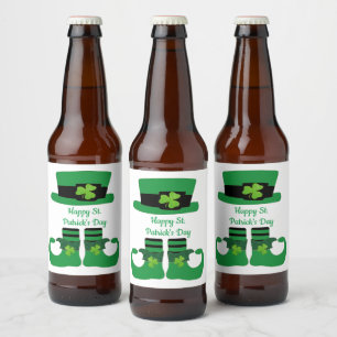 St. Patrick's Day, Irish, Leprechaun, Green  Beer Bottle Label