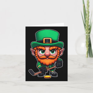 St Patrick's Day Irish Leprechaun Ice Hockey Playe Card