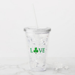 St. Patrick's Day Irish Love Green Clover Shamrock Acrylic Tumbler