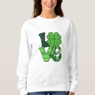 St. Patrick's Day Irish Love Shamrock Green Plaid Sweatshirt