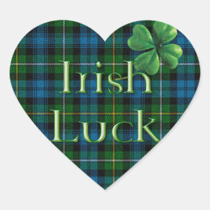 St. Patrick's Day "Irish Luck Tartan" Heart Sticker