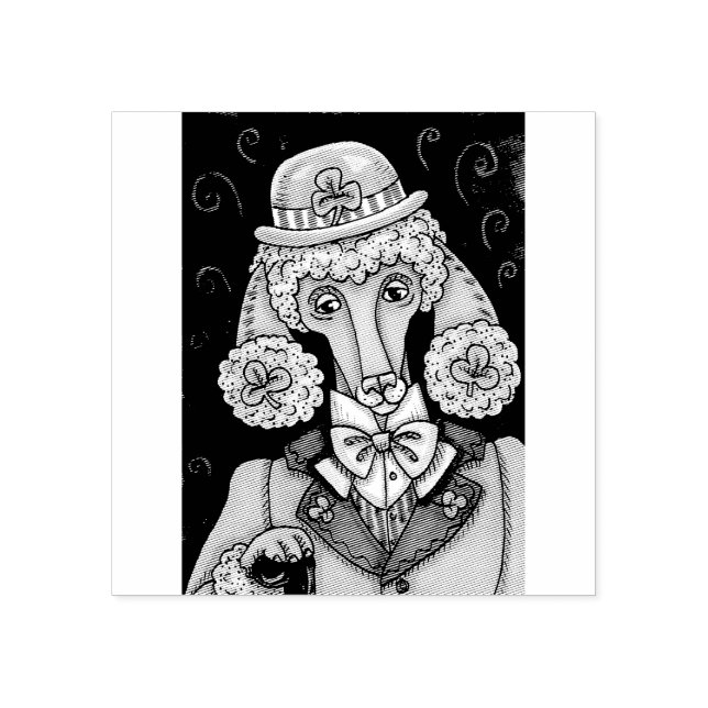 ST. PATRICK'S DAY IRISH POODLE, DOG RUBBER STAMP (Imprint)