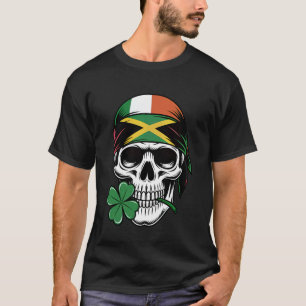St Patricks Day Irish Rasta Skull Clover T-Shirt