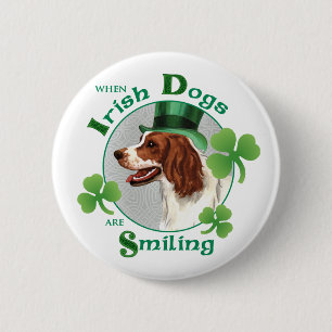 St. Patrick's Day Irish Red & White Setter 6 Cm Round Badge