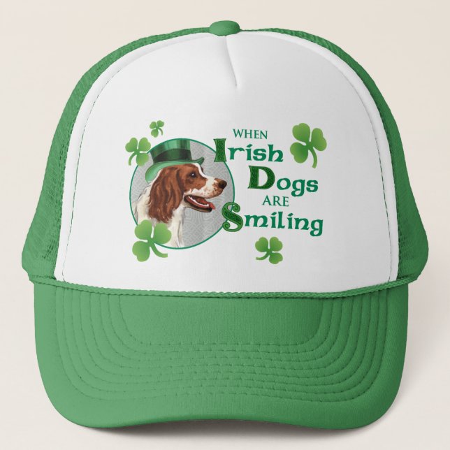 St. Patrick's Day Irish Red & White Setter Trucker Hat (Front)