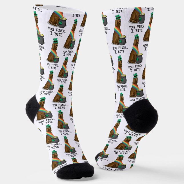 St. Patrick's Day Irish Setter Dog (red 1) Funny Socks (Angled)