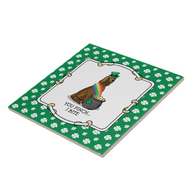 St. Patrick's Day Irish Setter Dog (red 1) Funny Tile (Side)