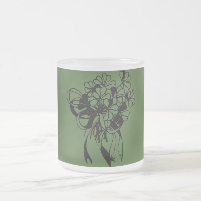 St. Patrick's Day Irish Shamrock Bouquet  Frosted Glass Coffee Mug (Center)