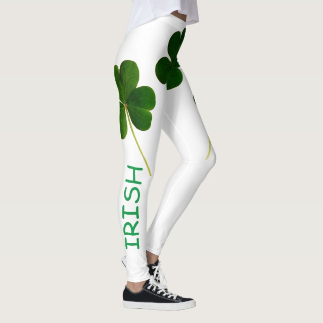 St Patrick's Day Irish Shamrock Green Text 2020 Leggings (Right)