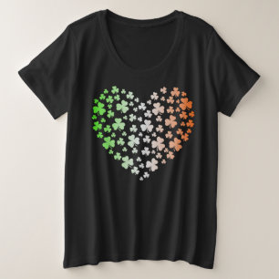 St Patrick's Day Irish Shamrock Heart Plus Size T-Shirt