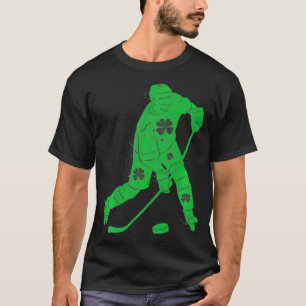 St Patricks Day Irish Shamrock Hockey Player Sport T-Shirt