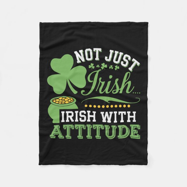 St Patricks Day Irish Shamrock Shenanigan Ireland  Fleece Blanket (Front)