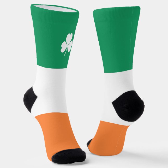 St Patricks Day Irish Shamrock  Socks (Angled)