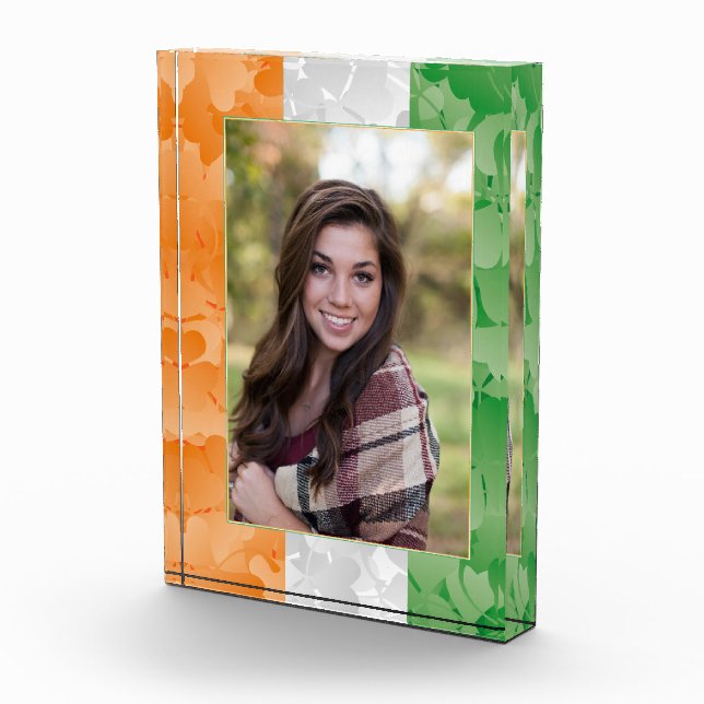 St. Patrick's Day Irish shamrocks flag photo frame Block (Right)