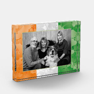 St. Patrick's Day Irish shamrocks flag photo frame Block
