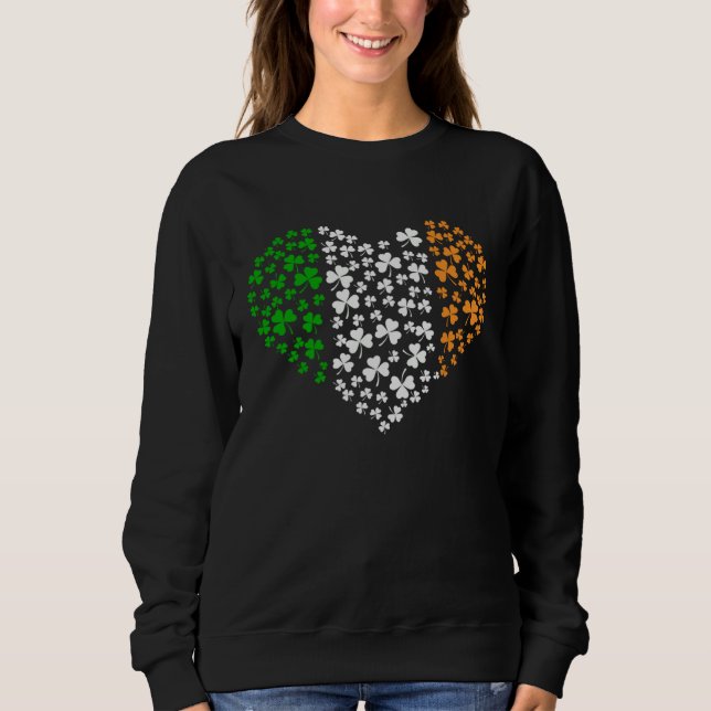 St Patrick's Day Irish Shamrocks Ireland Flag St P Sweatshirt (Front)