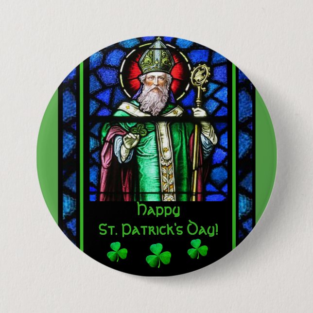 St. Patrick's Day Irish Shamrocks Stained-Glass 7.5 Cm Round Badge (Front)