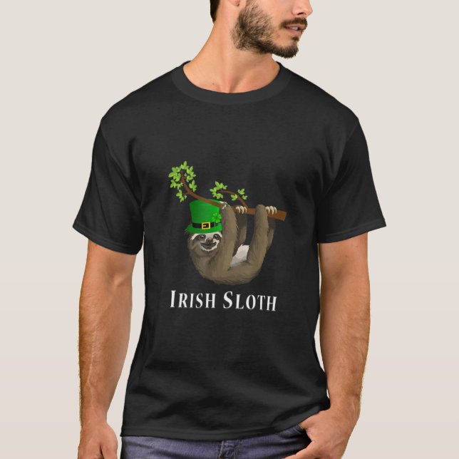 St Patrick's Day Irish Sloth Funny T-Shirt (Front)