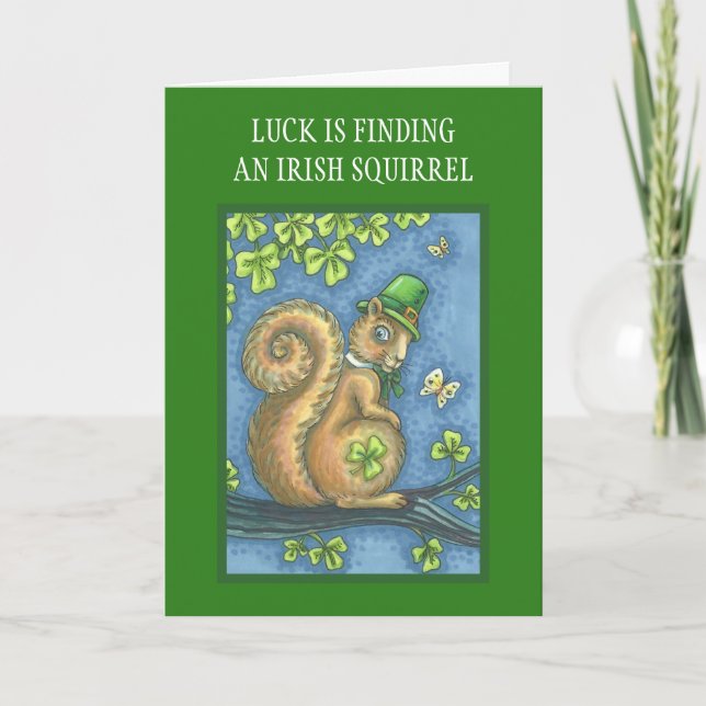 ST. PATRICKS DAY IRISH SQUIRREL GREETING CARD Vers (Front)