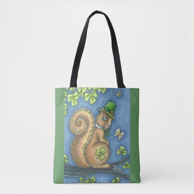 ST. PATRICK'S DAY IRISH SQUIRREL TOTE BAG (Front)