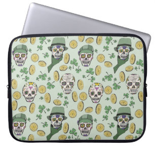 St Patrick's Day Irish Sugar Skull Custom Laptop Sleeve