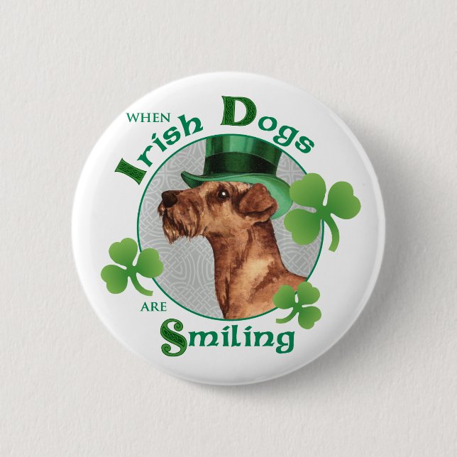 St. Patrick's Day Irish Terrier 6 Cm Round Badge (Front)
